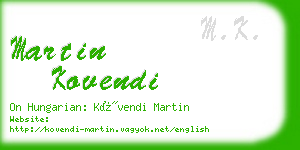 martin kovendi business card